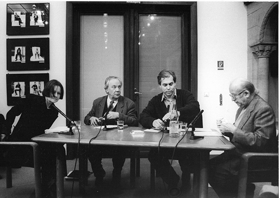 Sibylle Cramer, Jürgen Becker, Hajo Steinert, Walter Hinck, Feb. 97